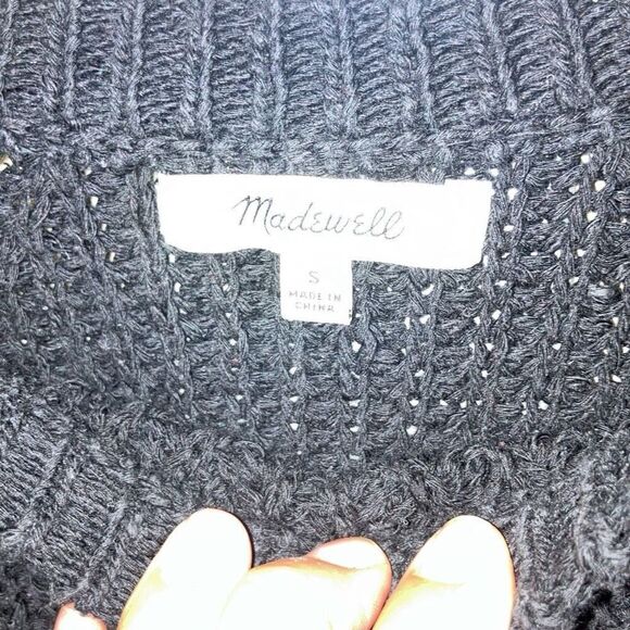467. Madewell black knit scoop neck long sleeve sweater size small - Picture 3 of 5